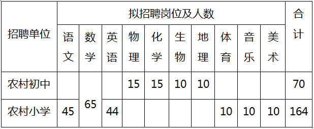 项城市公开招聘农村中小学教师公告 